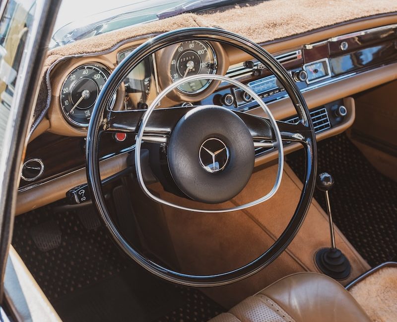 black Mitsubishi steering wheel